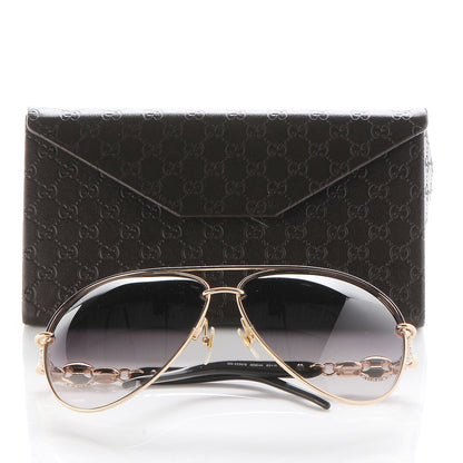 Gucci Aviator Crystal Marina Chain Sunglasses 4230/N/S Gold 9 of 10