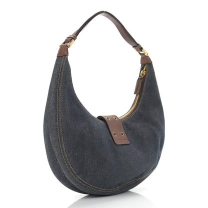 Christian Dior Denim Calfskin Street Chic Hobo Blue Brown 3 of 12