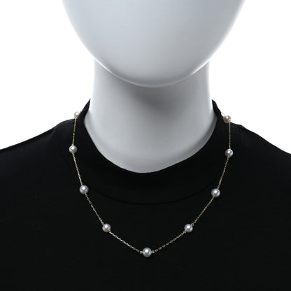 Mikimoto 18K Yellow Gold Akoya Pearl 6-7mm Station Necklace 2 of 4