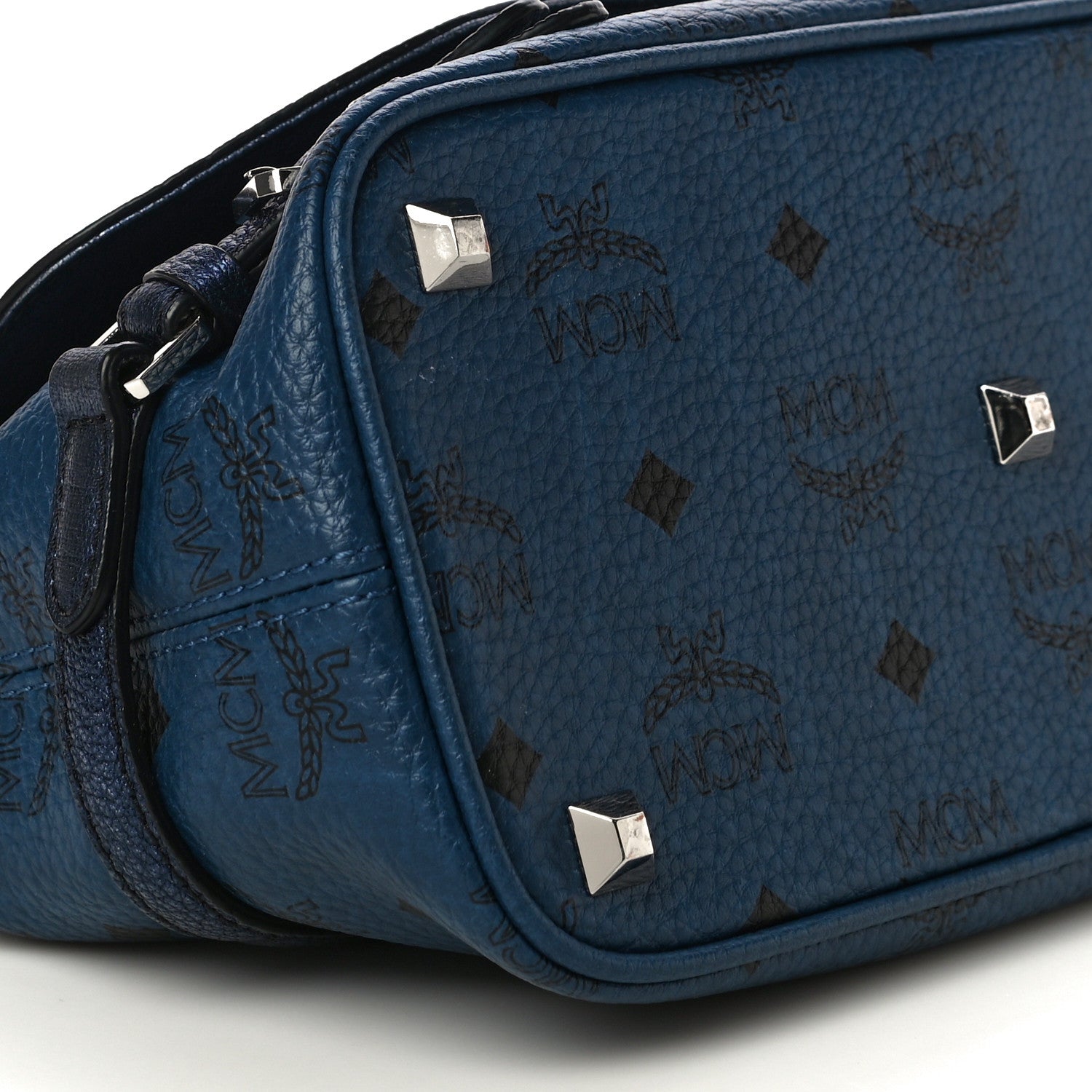 MCM Visetos Crossbody Flap Messenger Blue 8 of 13