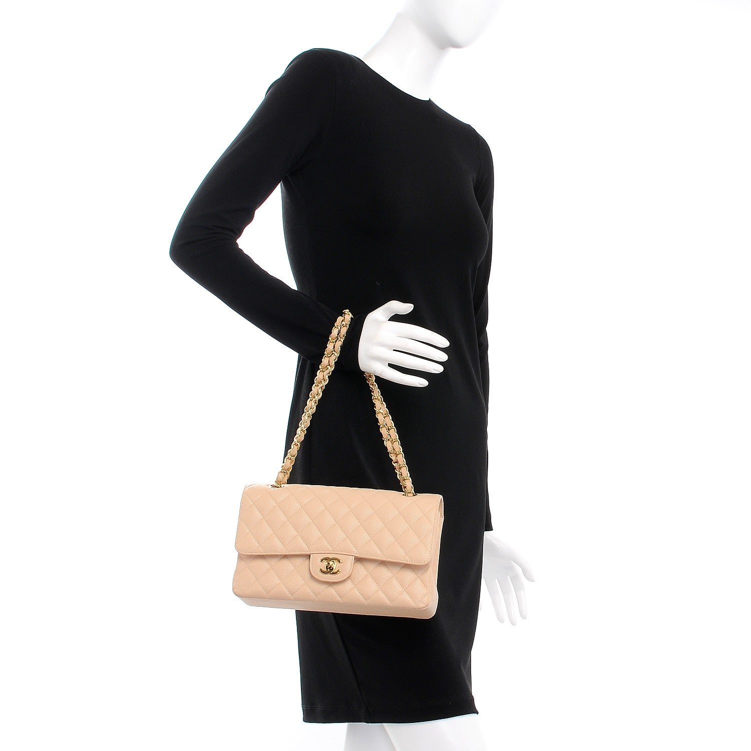 Chanel Caviar Quilted Medium Double Flap Beige Clair 3 of 10