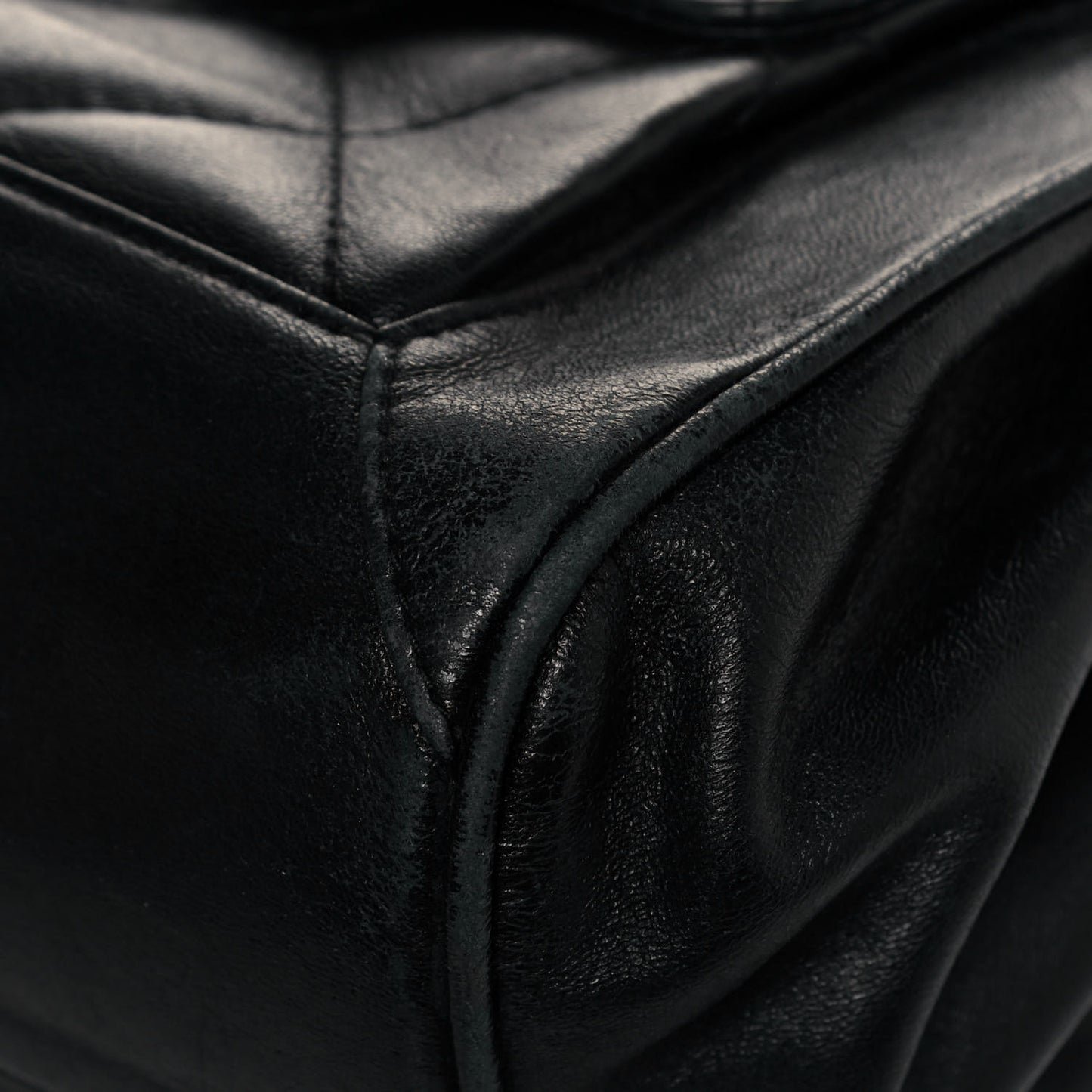 Calfskin Quilted Accordion Flap Black