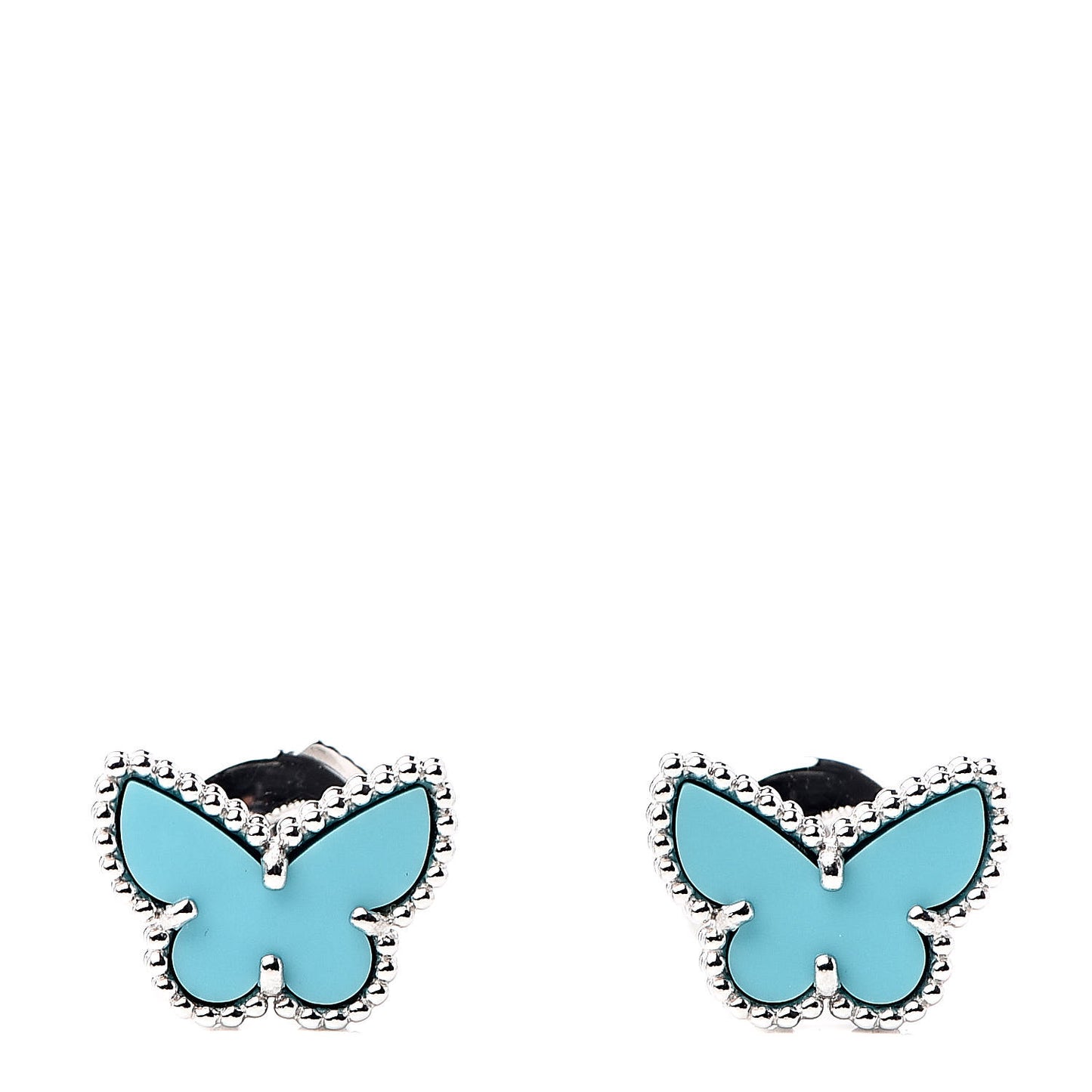 18K White Gold Turquoise Sweet Alhambra Butterfly Earrings