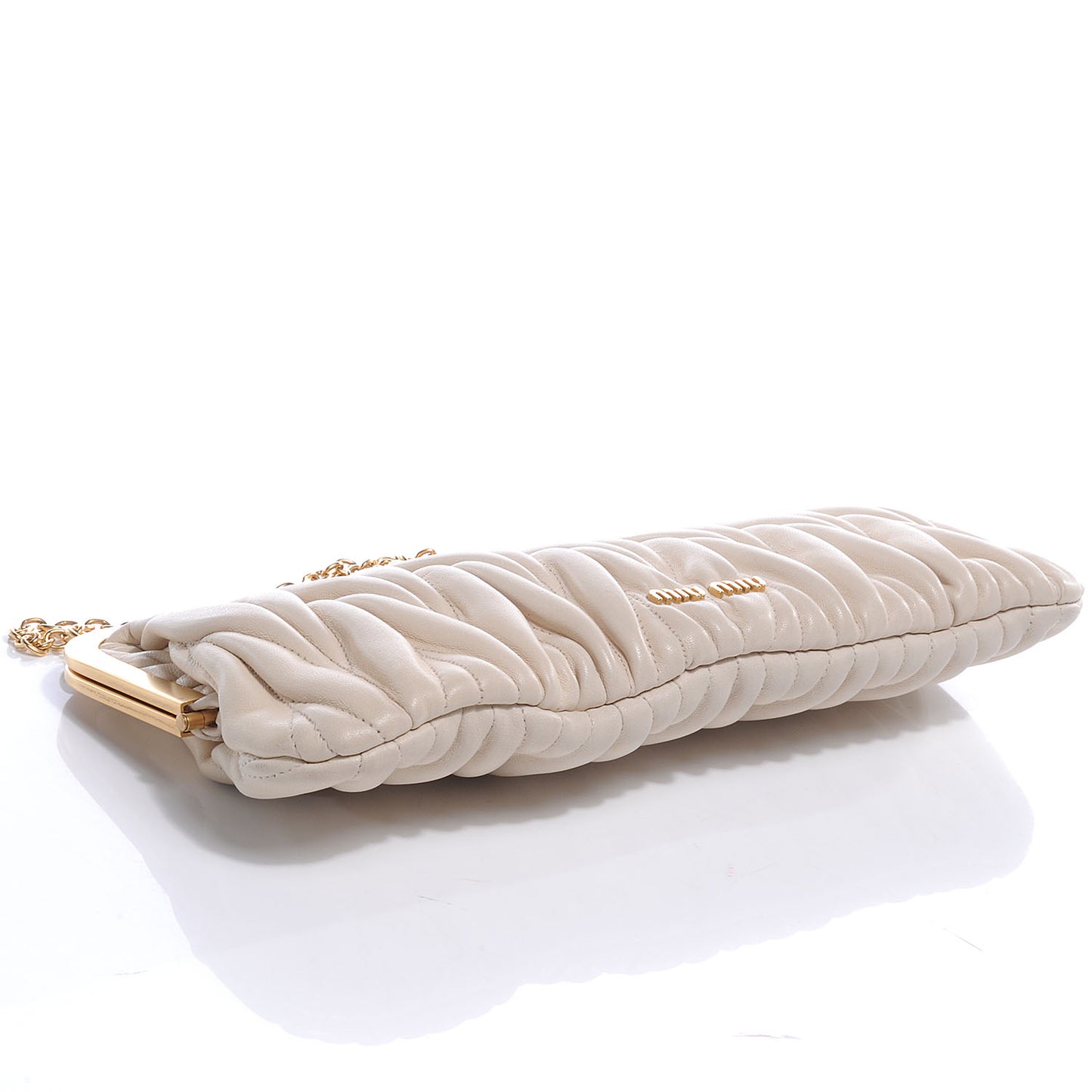 Leather Matelasse Lux Clutch Cream