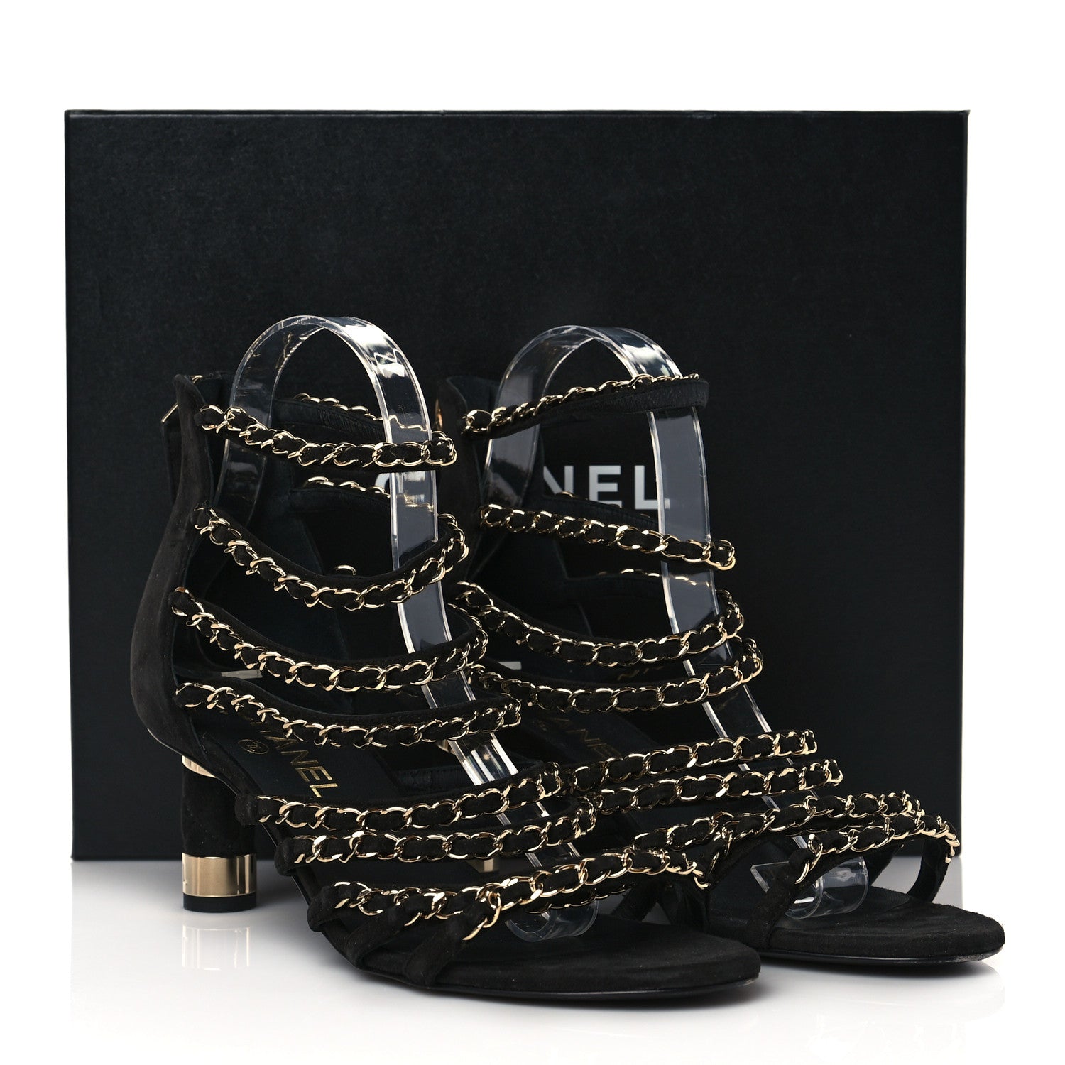 Chanel Kid Suede Chain CC Sandals 39 Black 11 of 11