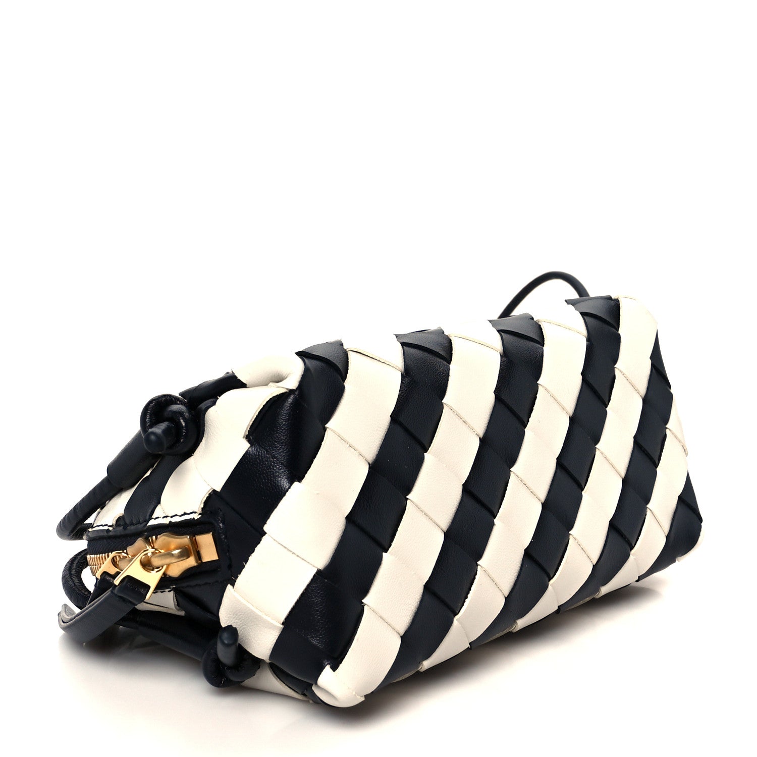Bottega Veneta Nappa Intrecciato Striped Concert Pouch Space Chalk 4 of 12