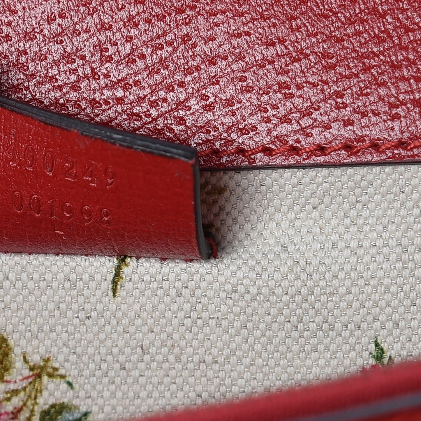 Calfskin Web Floral Embroidered Small Dionysus Shoulder Bag Hibiscus Red