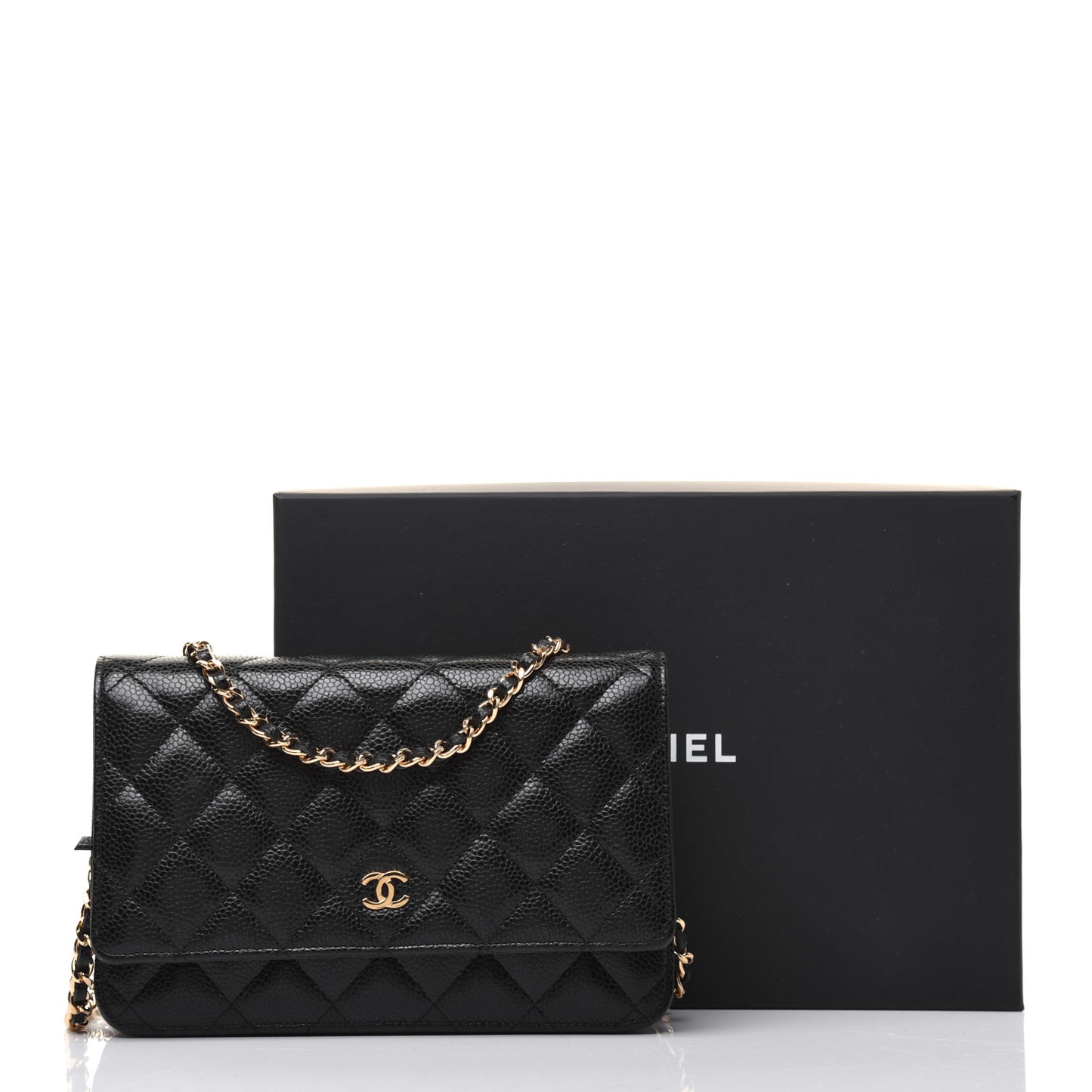 Caviar Quilted Wallet On Chain WOC Black