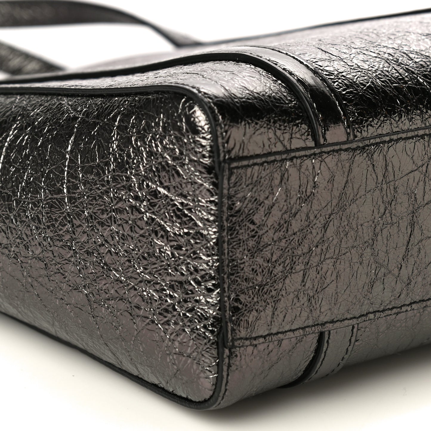 Textured Patent Calfskin XXS Everyday Tote Black
