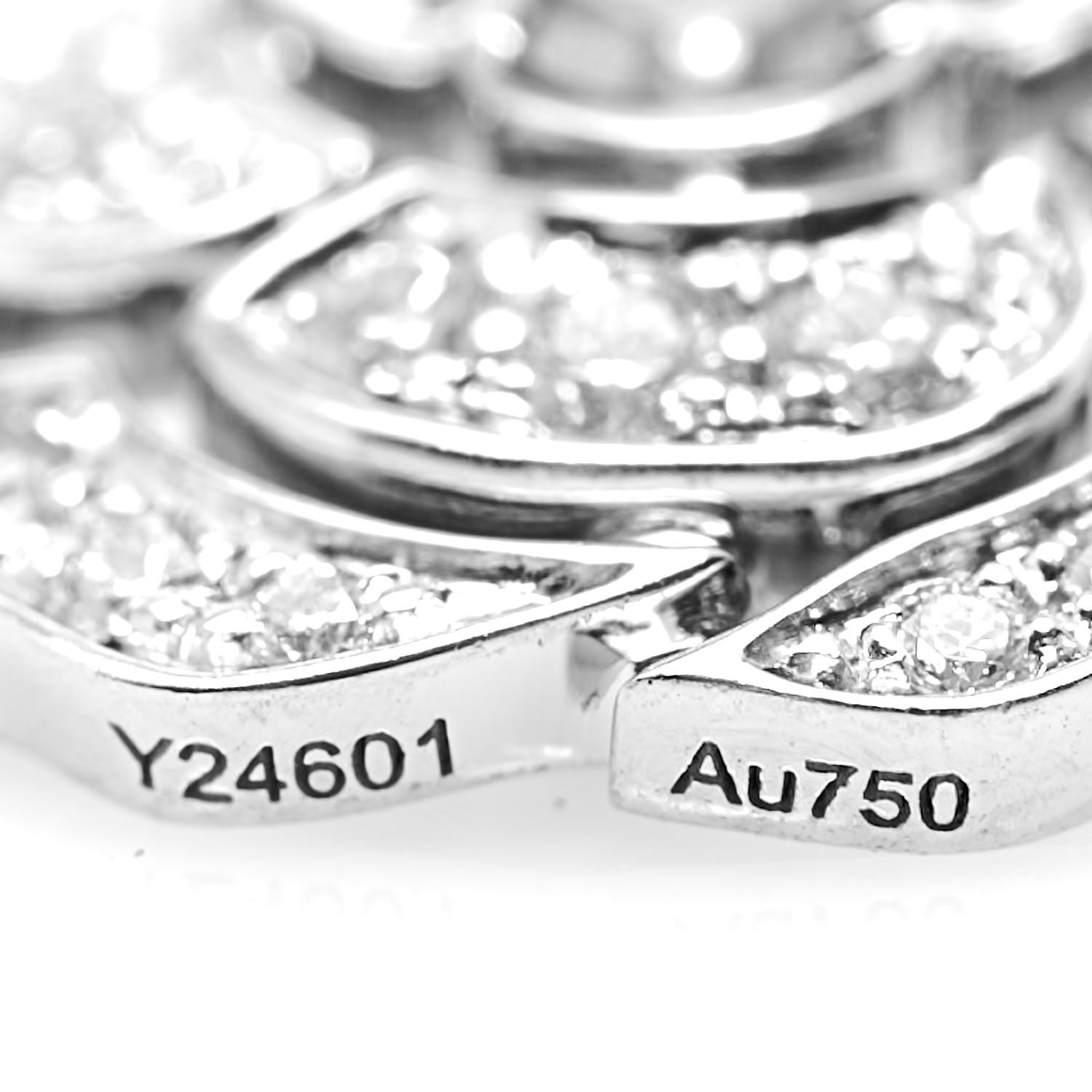 Chanel 18K White Gold Diamond Bouton de Camelia Pendant Necklace 5 of 6