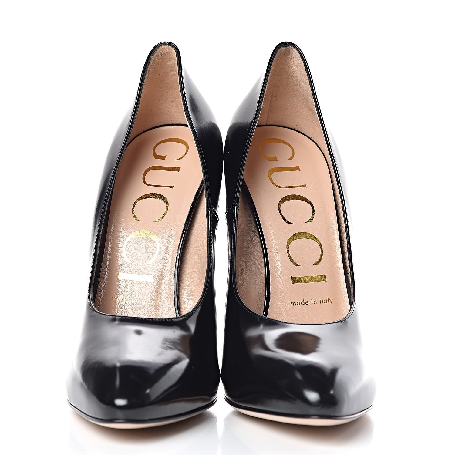 Gucci Polished Calfskin Removable Pearly Bow Elaisa Platform High Heel Pumps 38 Black 3 of 15