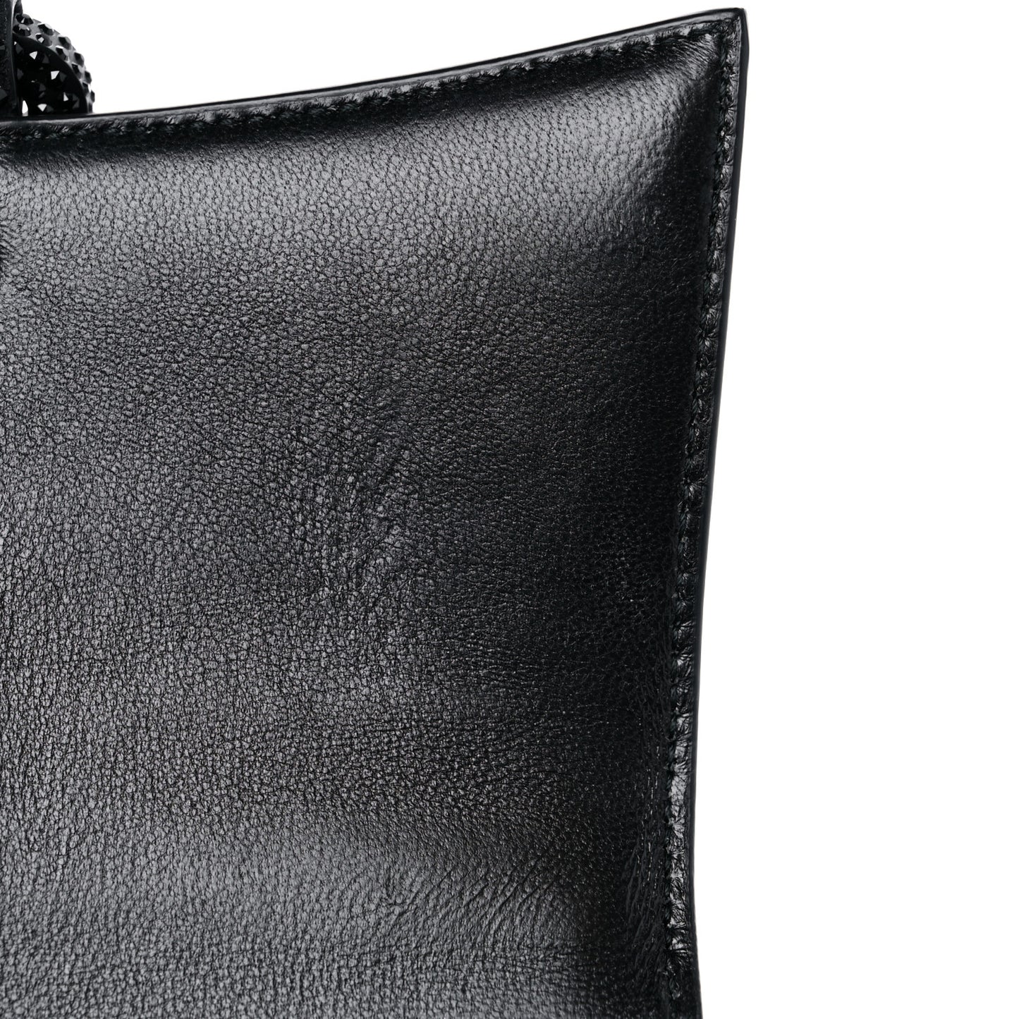 Strass Suede Hourglass Top Handle Bag XS Black Jet