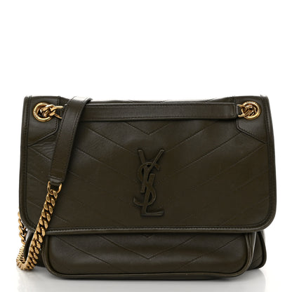 Saint Laurent Lambskin Matelasse Monogram Medium Niki Chain Satchel Seaweed 1 of 9