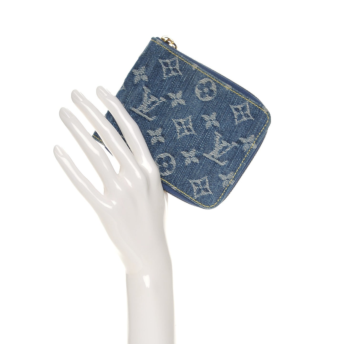 Denim Zip Compact Wallet Blue