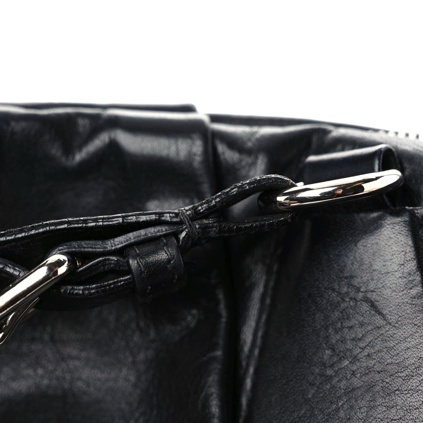 Soft Calf Pleated Tote Black