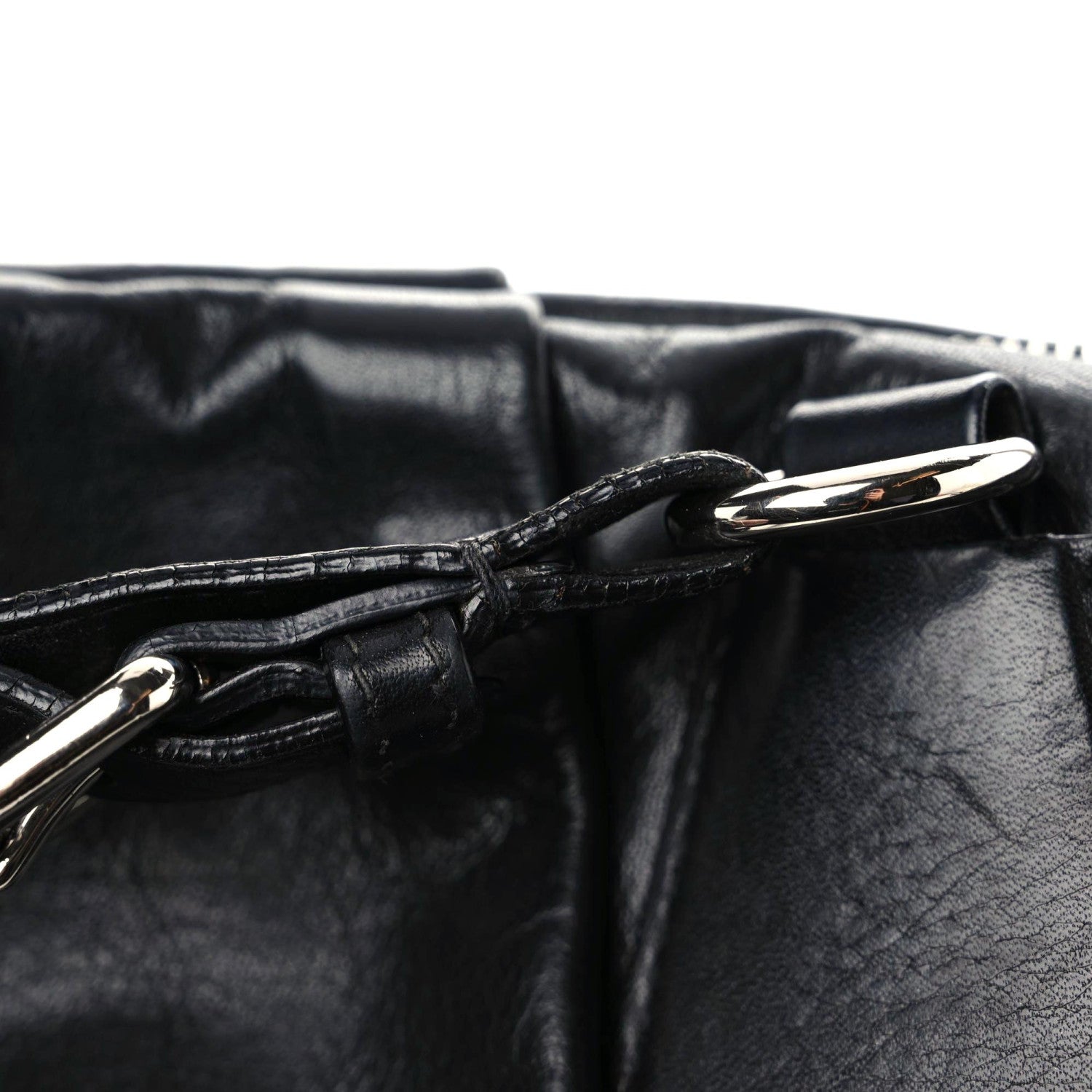 Prada Soft Calf Pleated Tote Black 11 of 14