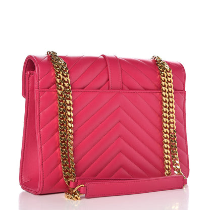 Saint Laurent Lambskin Matelasse Medium Monogram Satchel Fuchsia 3 of 8