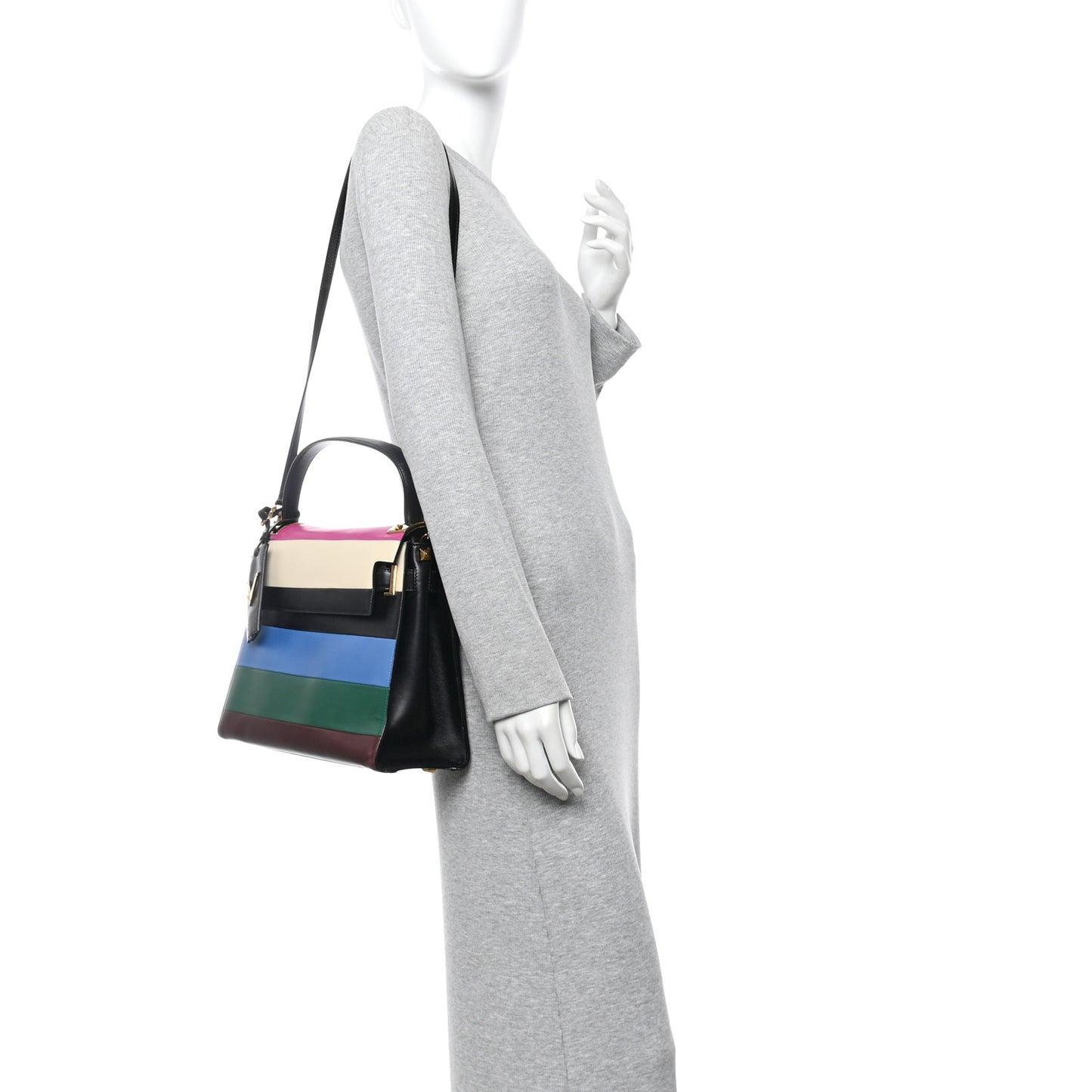 Vitello Striped Medium My Rockstud Frame Bag Multicolor