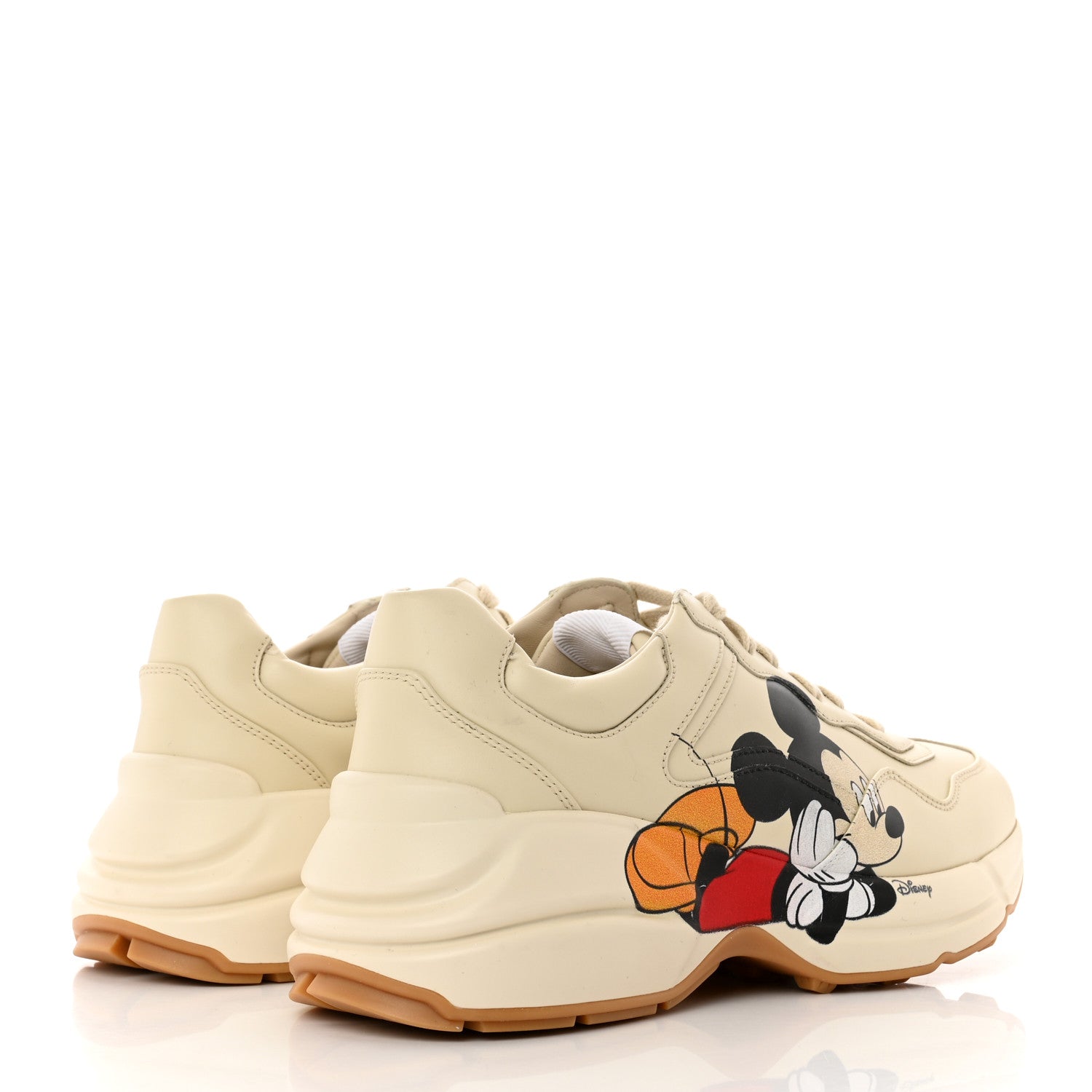 Gucci X DISNEY Calfskin Mickey Mouse Womens Rhyton Sneakers 38 Ivory 4 of 9