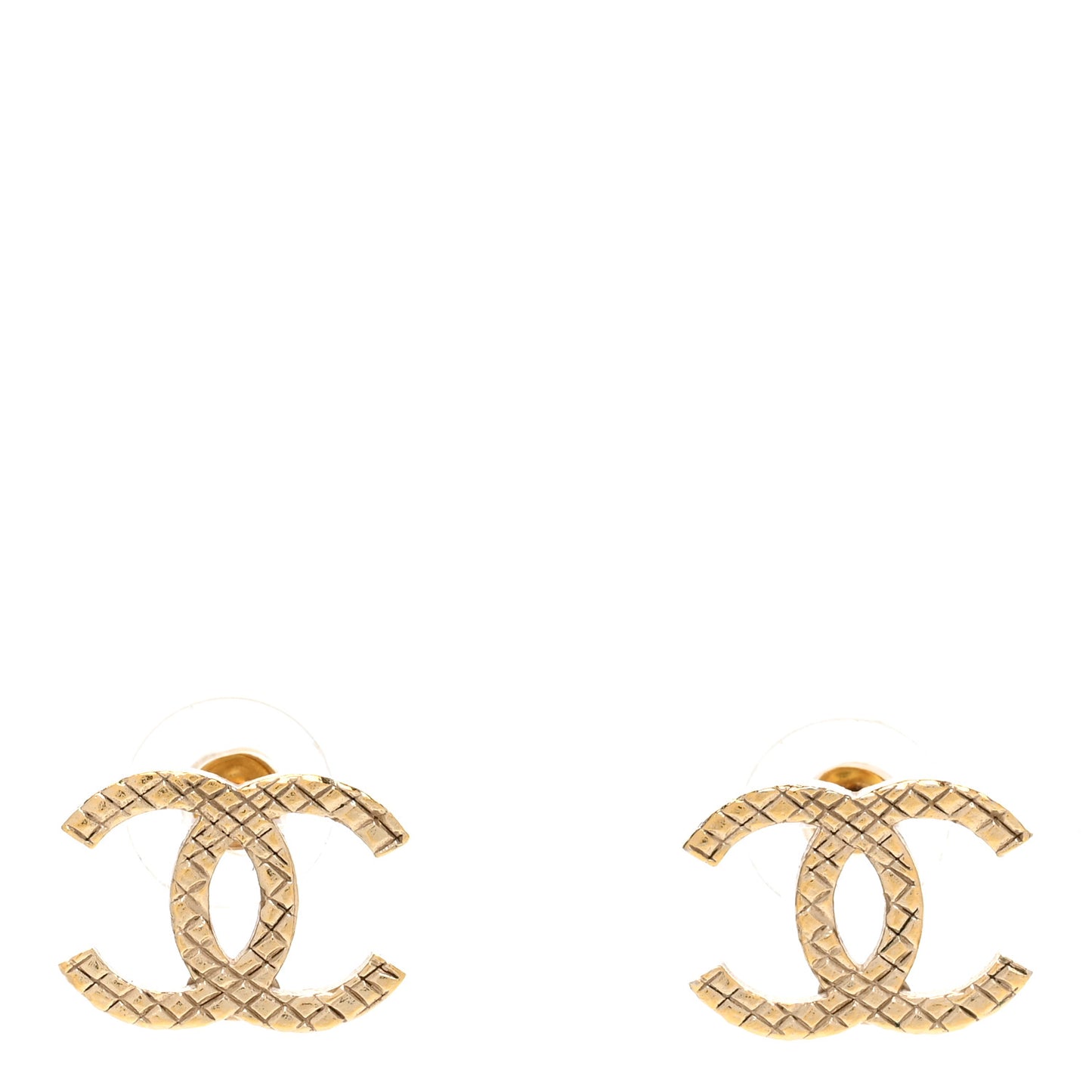 Quilted CC Earrings Gold