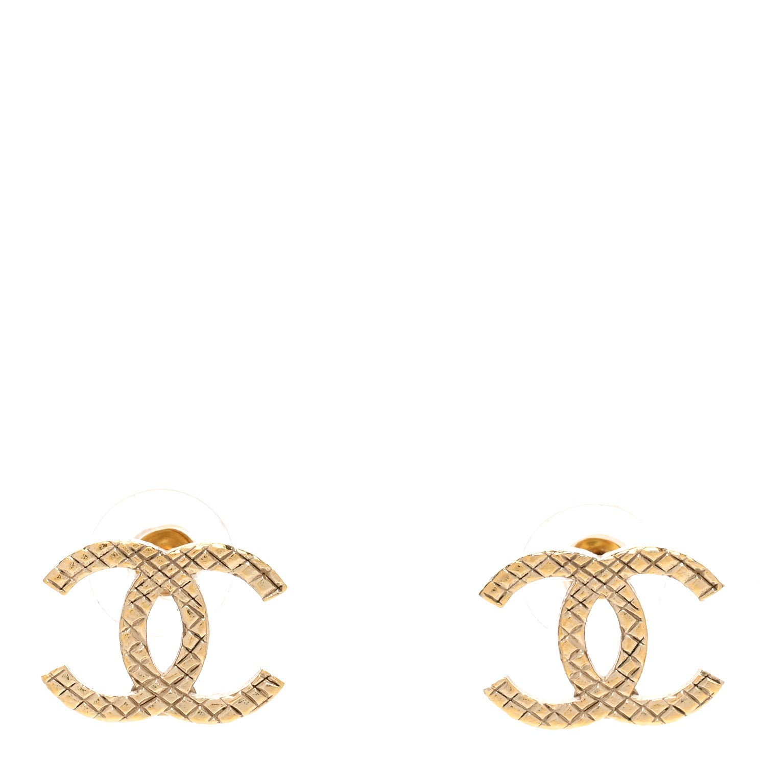 Chanel Quilted CC Earrings Gold 1 of 6
