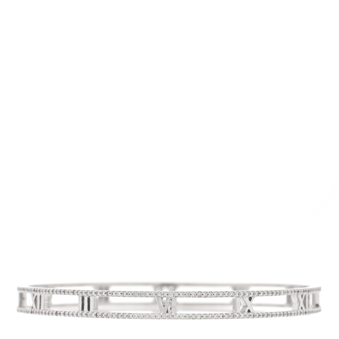 18K White Gold Diamond Atlas Open Bangle Bracelet