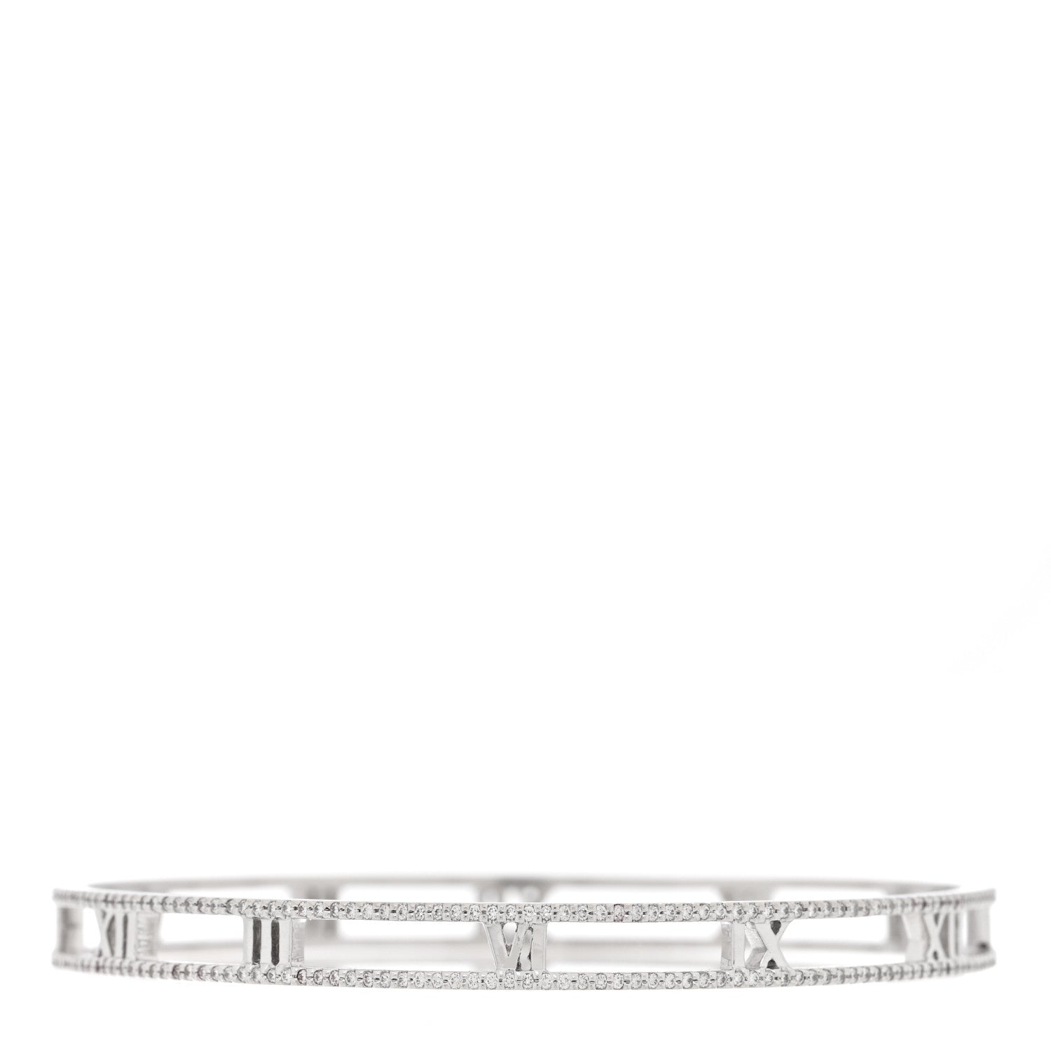 Tiffany 18K White Gold Diamond Atlas Open Bangle Bracelet 1 of 3
