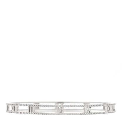 Tiffany 18K White Gold Diamond Atlas Open Bangle Bracelet 1 of 3