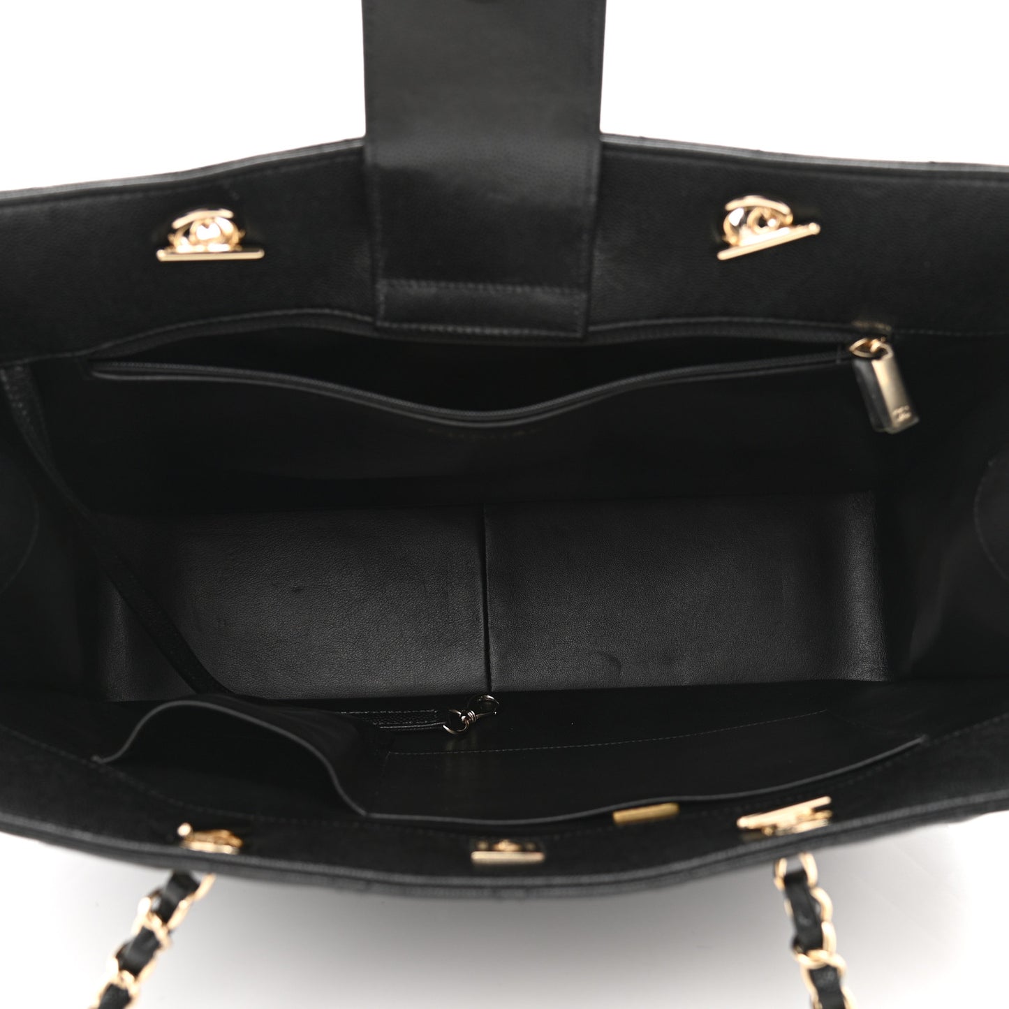 Caviar Quilted Large Shopping Tote Black