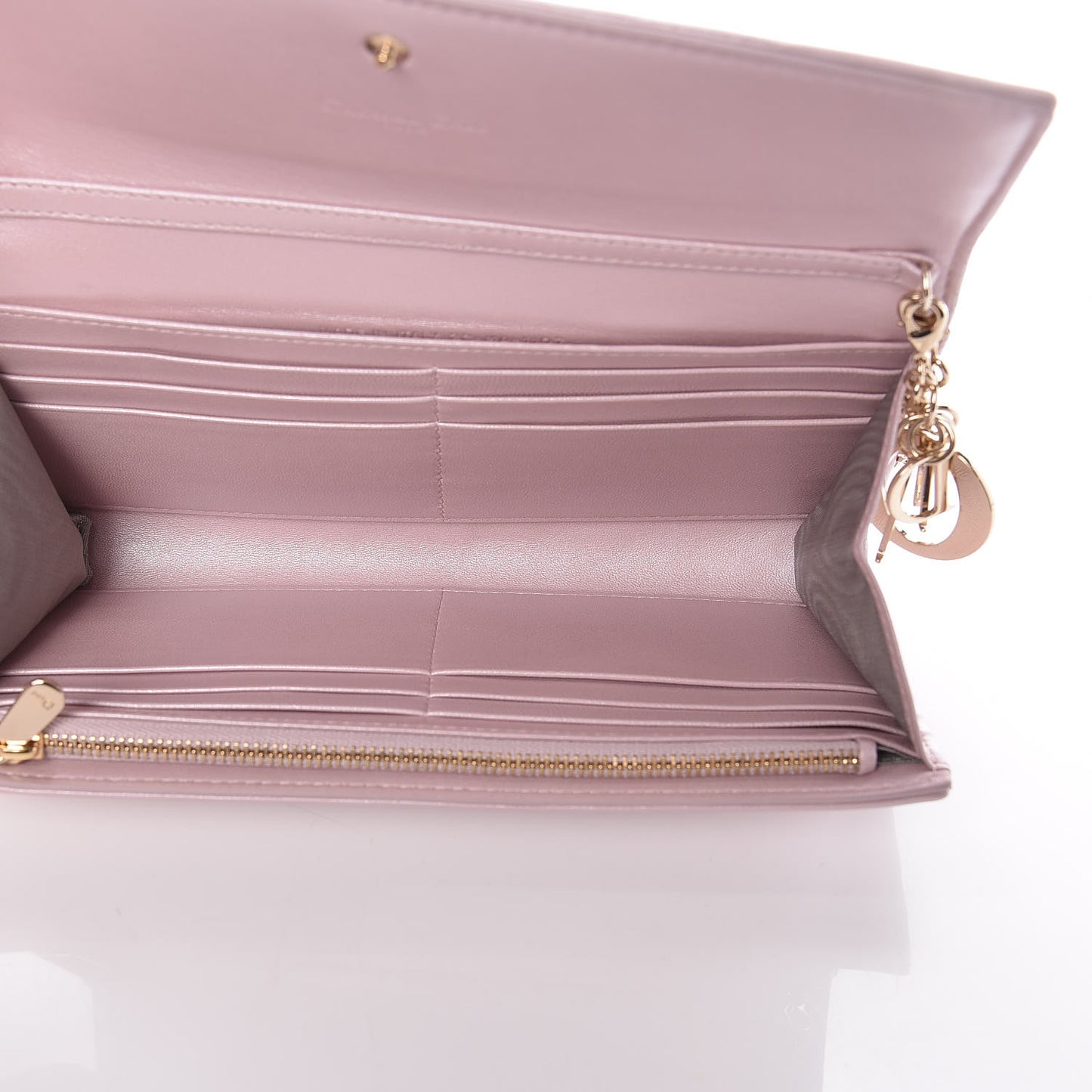 Metallic Lambskin Cannage Rendezvous Chain Wallet Lotus