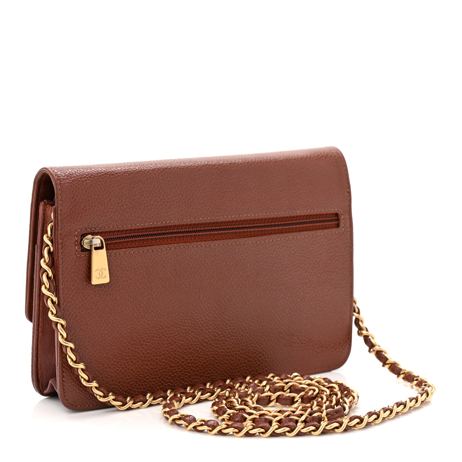 Chanel Caviar Timeless CC Wallet On Chain WOC Dark Brown 3 of 11