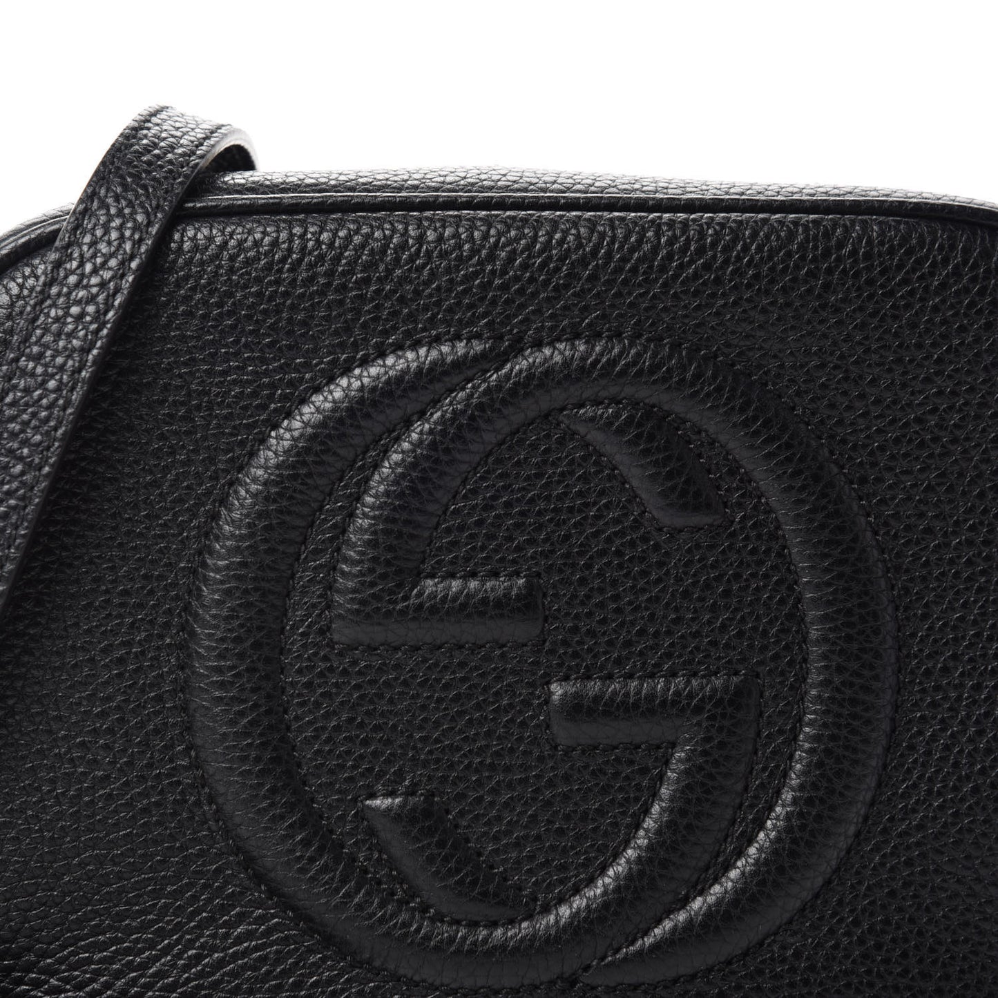 Pebbled Calfskin Small Soho Disco Bag Black