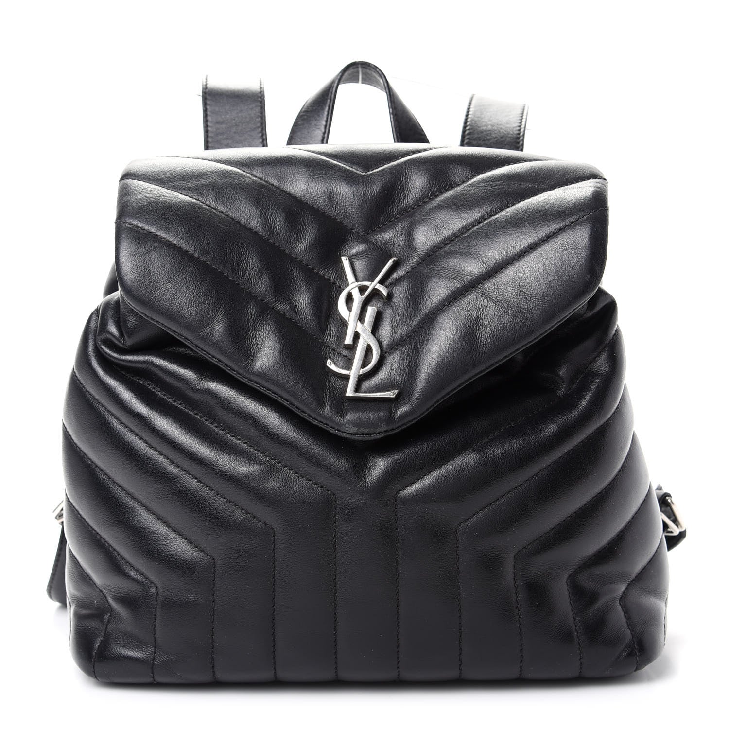 Saint Laurent Calfskin Y Quilted Monogram Small Loulou Backpack Black 1 of 9