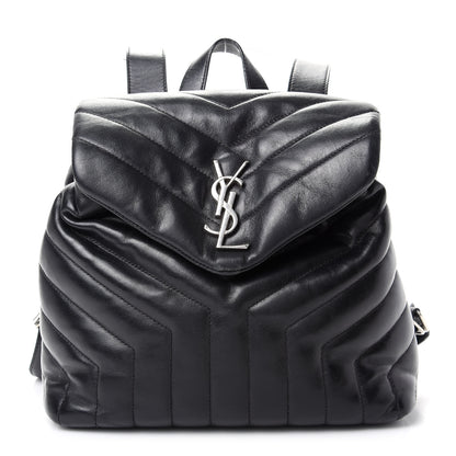 Saint Laurent Calfskin Y Quilted Monogram Small Loulou Backpack Black 1 of 11