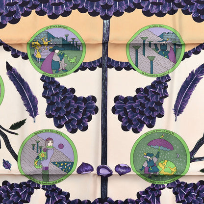 Hermes Silk L'Ombrelle Magique Scarf 90 Beige Rose Violet Parme 6 of 8