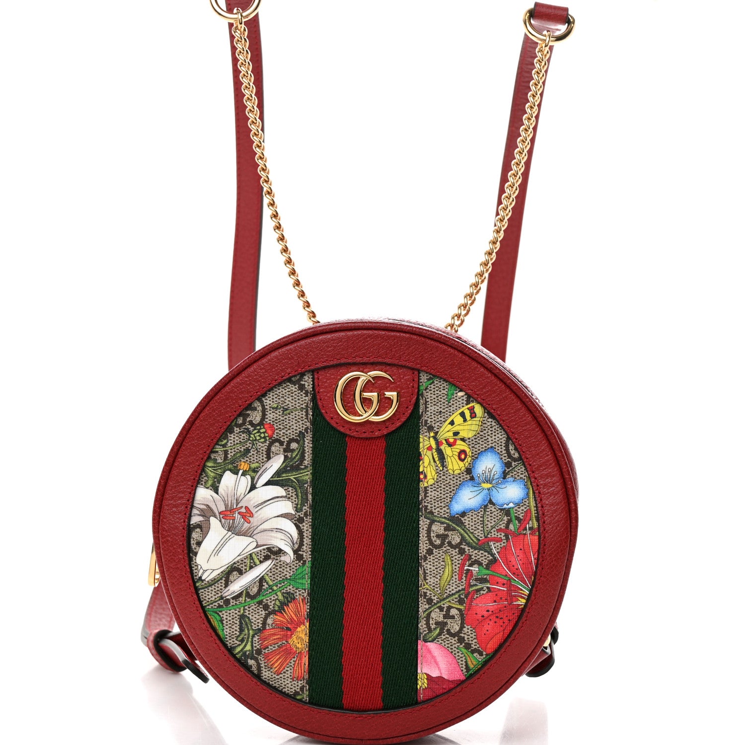 Gucci GG Supreme Monogram Web Flora Mini Ophidia Round Backpack Red 8 of 10