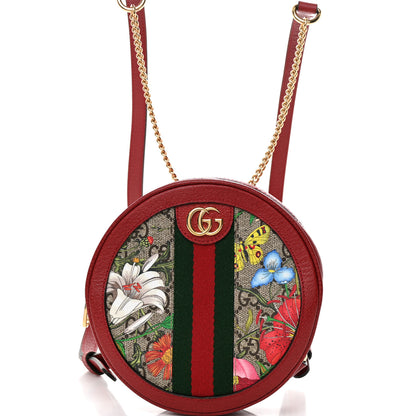 Gucci GG Supreme Monogram Web Flora Mini Ophidia Round Backpack Red 8 of 10