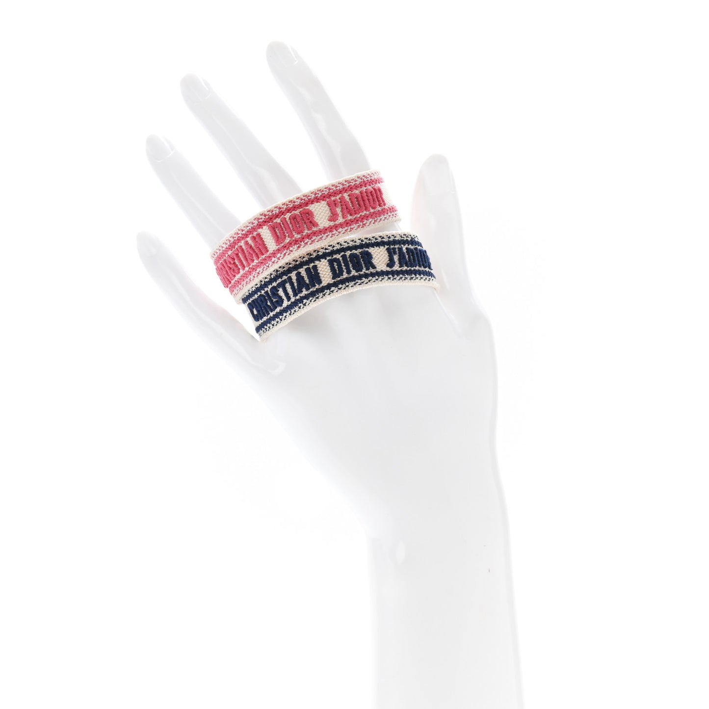 Woven Cotton J'Adior Friendship Bracelet Set Pink Dark Blue