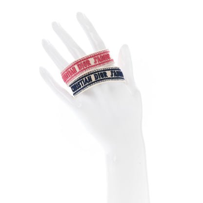 Christian Dior Woven Cotton J'Adior Friendship Bracelet Set Pink Dark Blue 2 of 3