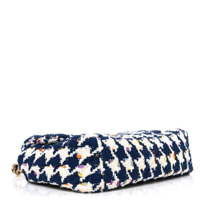 Chanel Tweed Quilted Medium Chanel 19 Flap Ecru Navy Blue Multicolor 4 of 11