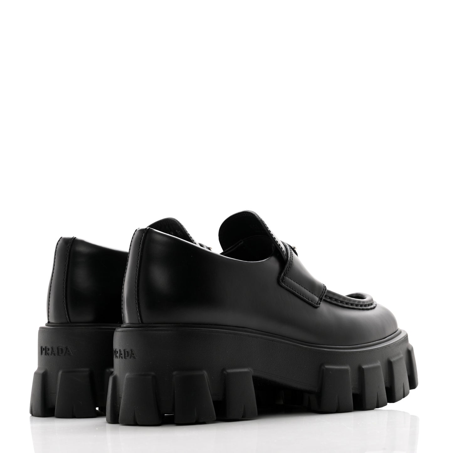 Spazzolato Triangle Logo Monolith Pointy 55mm Loafers 35 Black