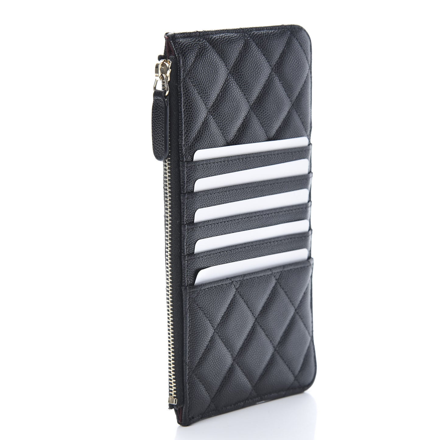 Caviar Quilted Classic Flat Wallet Pouch Black