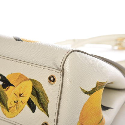 Dolce & Gabbana Dauphine Lemon Print Medium Miss Sicily Satchel White 8 of 12
