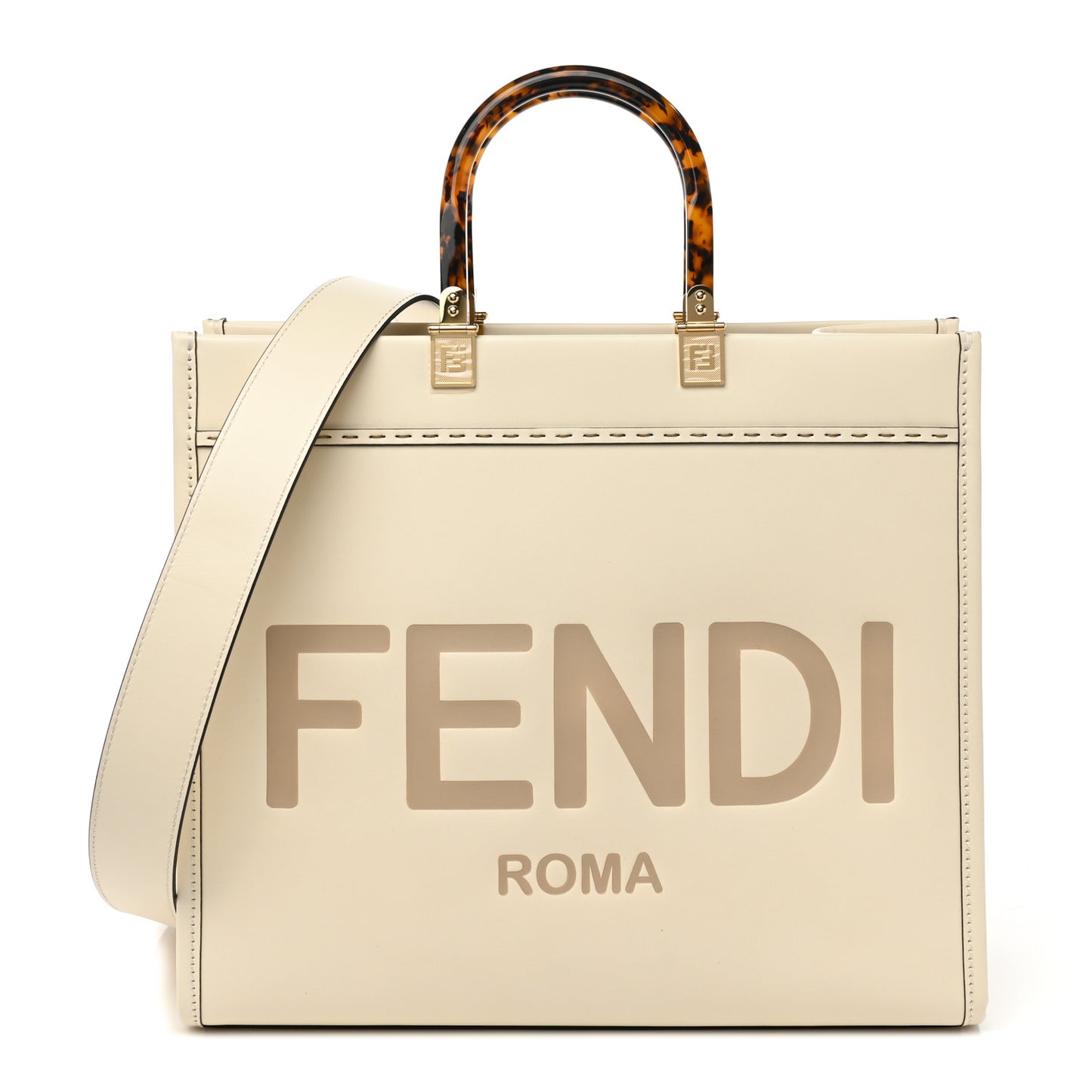 Vitello King Plexiglass Medium Fendi Sunshine Shopper Tote White Ice