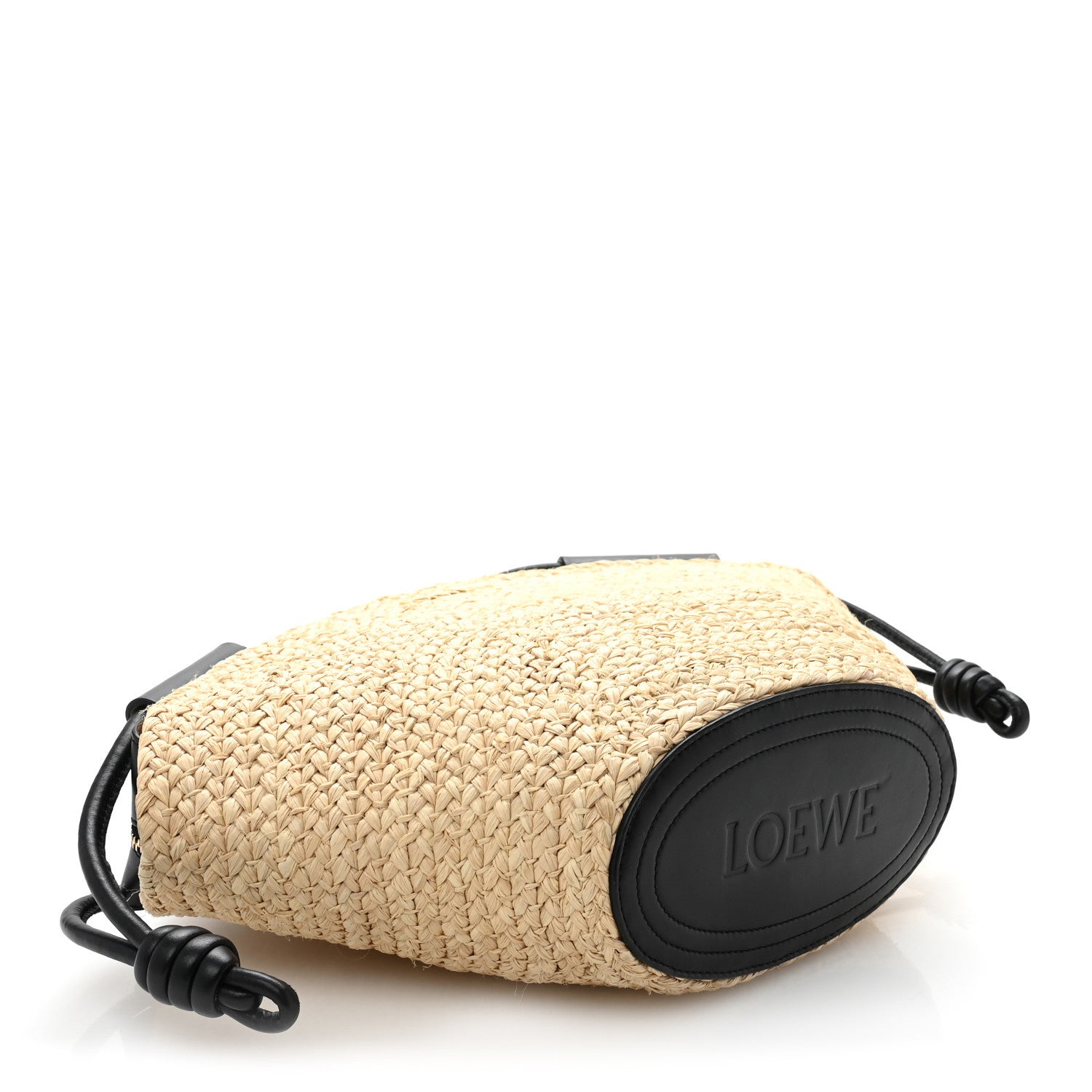 Loewe Raffia Nappa Calfskin Small Paseo Basket Bag Natural Black 4 of 14