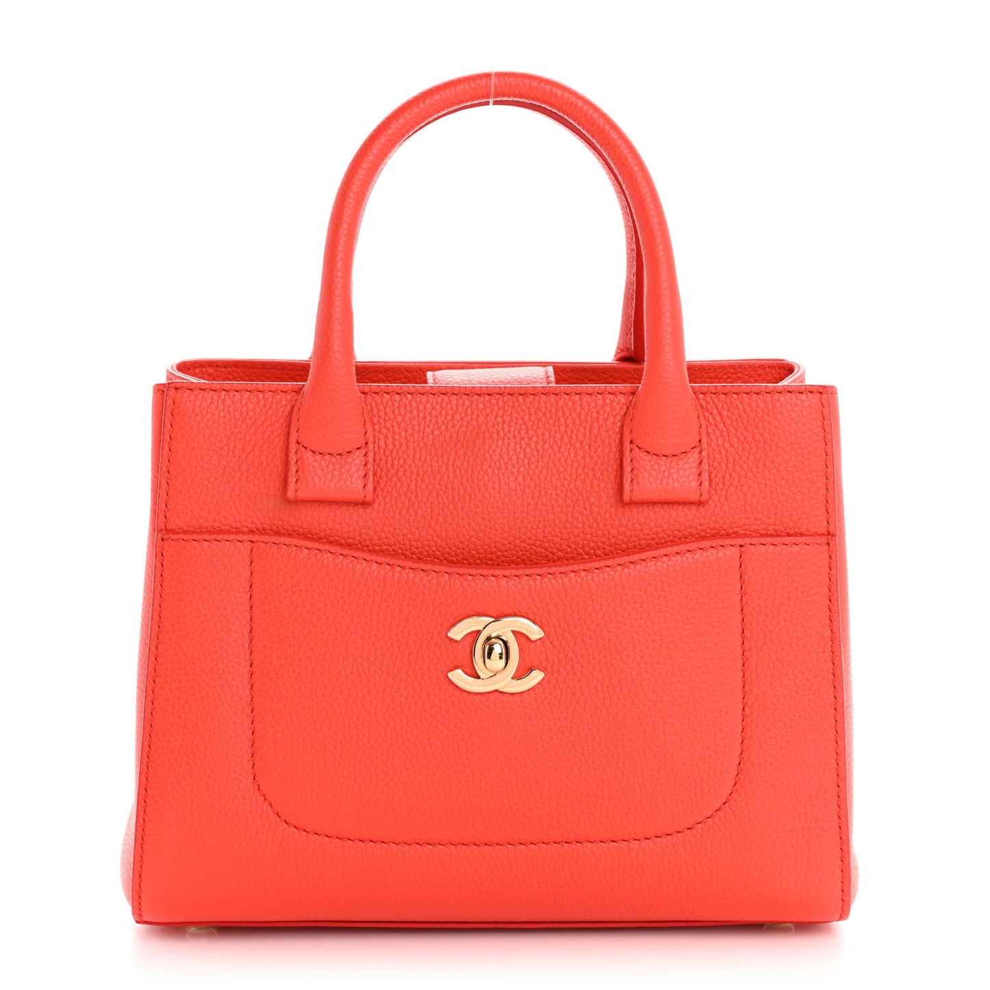 Grained Calfskin Mini Neo Executive Shopper Tote Red