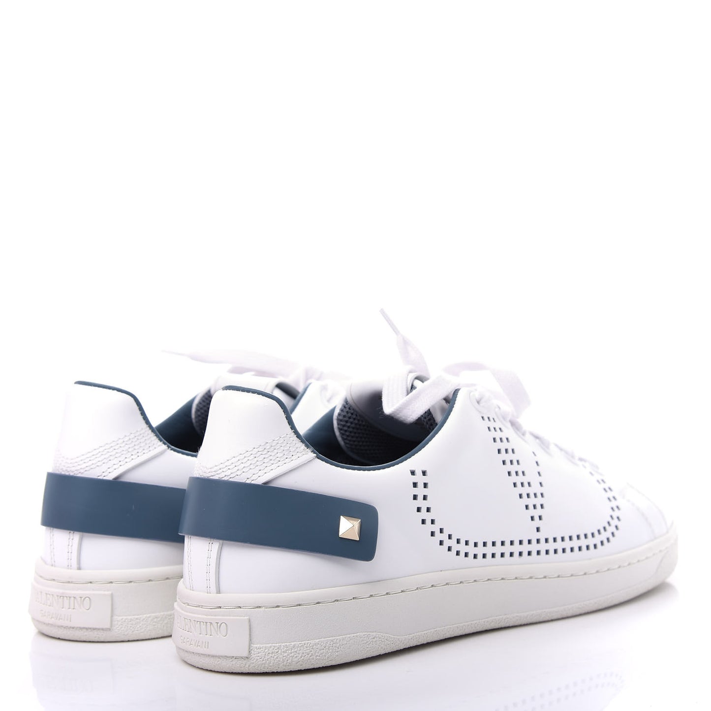 Calfskin Womens Backnet Sneakers 38.5 White Blue