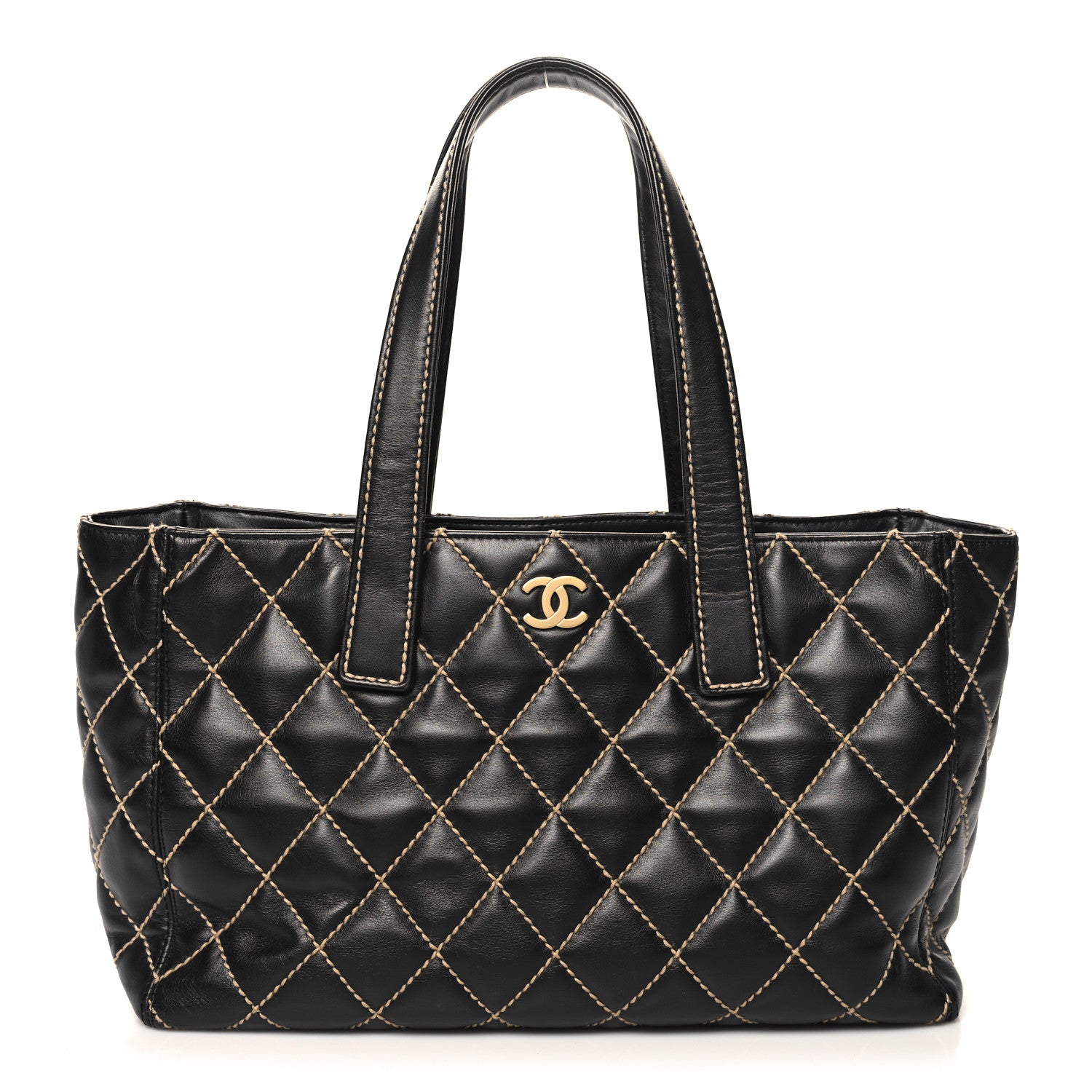 Chanel Calfskin Contrast Stitch Surpique Tote Black 1 of 12