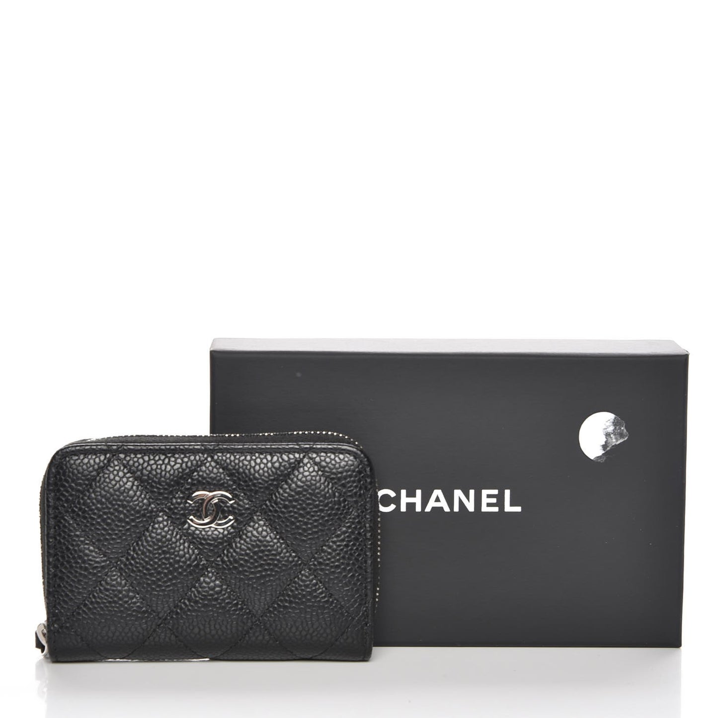 Caviar Quilted Zip Coin Purse Black