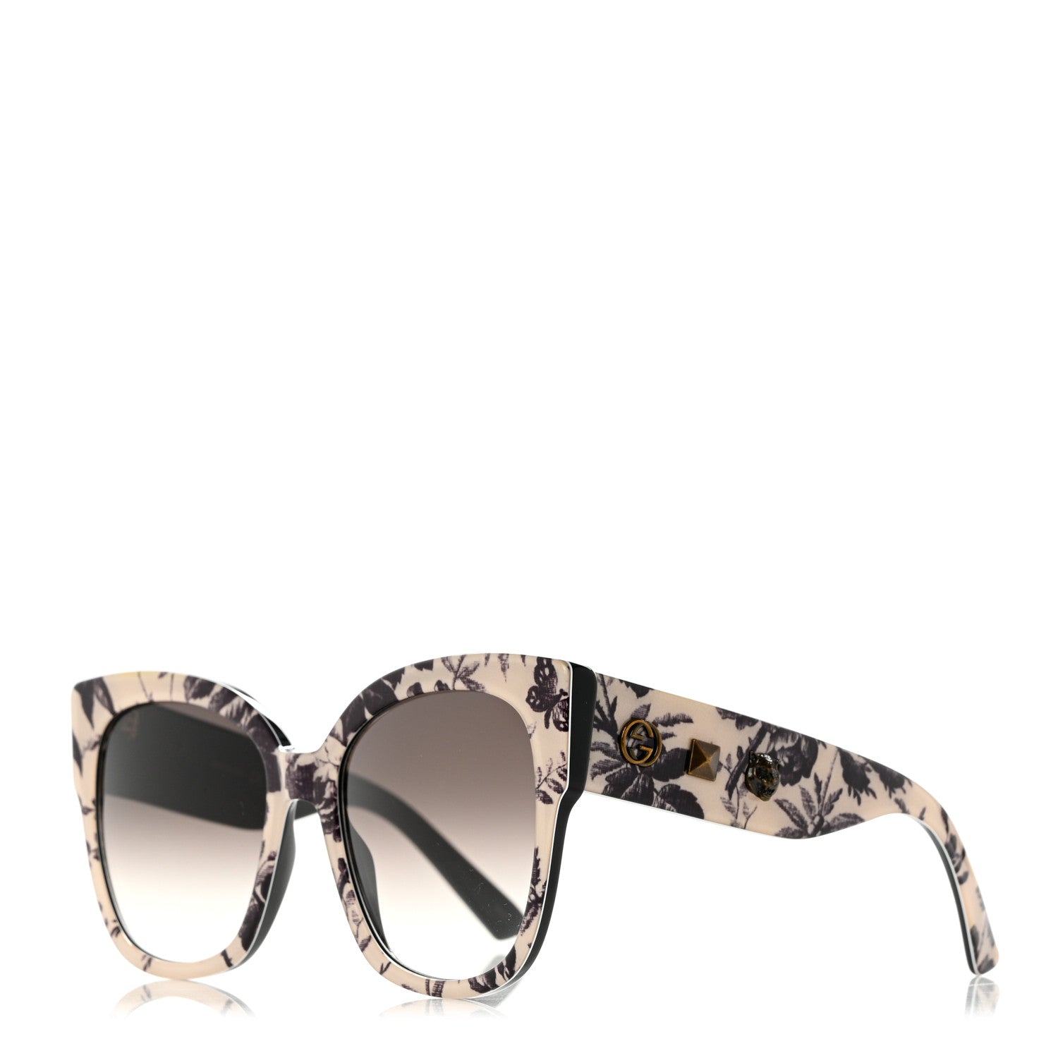 Gucci Acetate Herbarium Print Square Frame Sunglasses GG0059S White 1 of 9